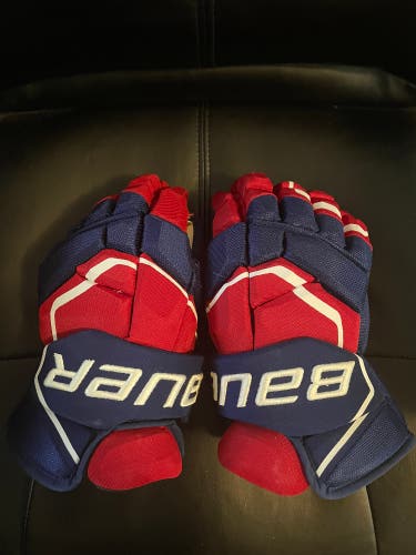 Ondrej Palat TEAM CZECH OLYMPIC Bauer Supreme 2S Pro Hockey Gloves-14"-Grey Clarino Palms