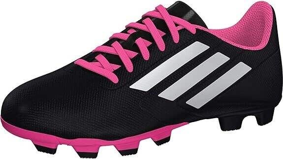 Adidas Junior Conquisto FG JR Soccer Cleats Black Pink - Size 10.5k - MSRP $50