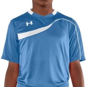 Under Armour Youth Boys UA Chaos Size L Light Blue White Soccer Jersey NWT $25