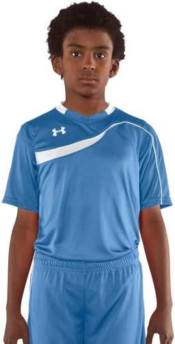 Under Armour Youth Boys UA Chaos Size L Light Blue White Soccer Jersey NWT $25
