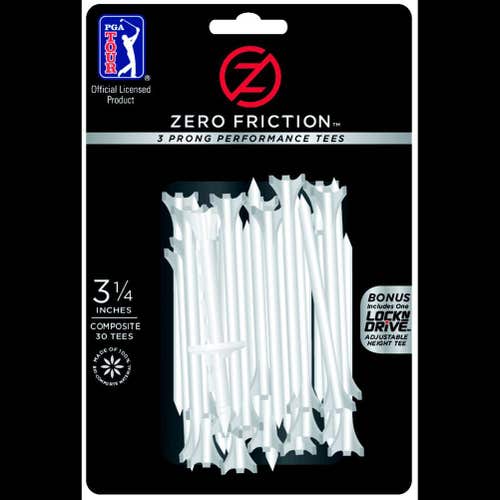 Zero Friction 3-Prong Composite Tees (3.25" White, 30 Total) NEW