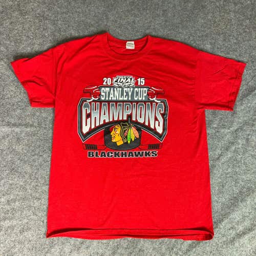 Chicago Blackhawks Mens Shirt Large Red Short Sleeve Tee 2015 Stanley Cup NHL