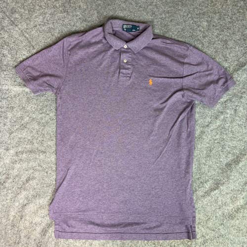 Polo Ralph Lauren Mens Shirt Medium Purple Orange Pony Short Sleeve Rugby Top