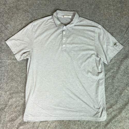 Travis Mathew Mens Shirt 2XL XXL Polo Gray Pima Cotton Short Sleeve Button Golf