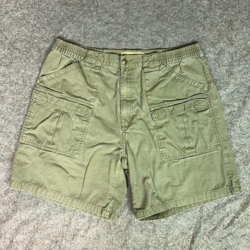 Cabelas Mens Shorts 40 Green Cargo Pocket Outdoor Cotton Casual 8" Chino Solid