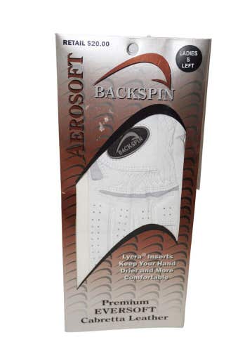 Aerosoft Backspin - Womens Left Small Golf White Premium Cabretta Leather Glove