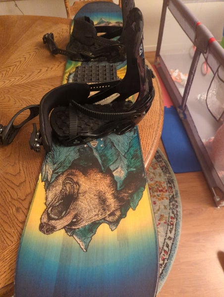 Used Kid's Jones Prodigy Snowboard Freestyle With Bindings Medium Flex Directional Twin