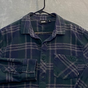 VANS Shirt Men Medium Black Jasper Buffalo Plaid Flannel Long Sleeve Skateboards