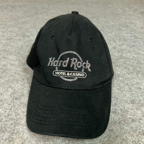Hard Rock Womens Hat Black Silver Adjustable Logo Rhinestone Casino Hotel Cap