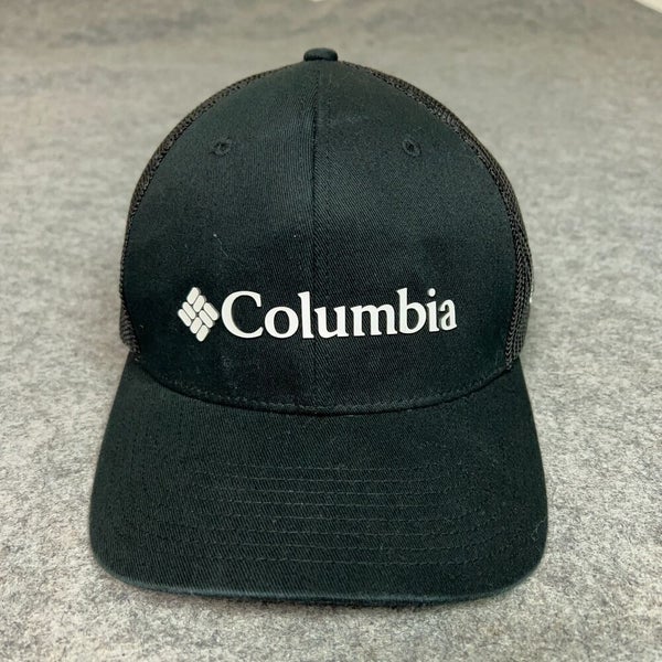 Columbia Mens Hat Small Black White Trucker Outdoor Mesh Spellout