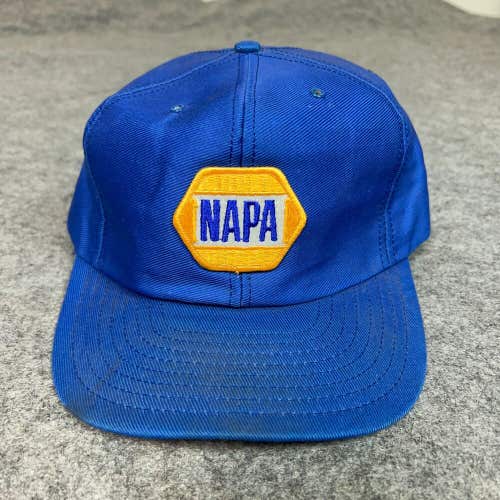 Vintage Napa Mens Hat Blue Yellow Snapback Auto Car Logo Made USA Business Top