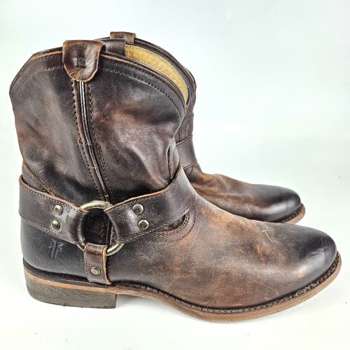 Frye Wyatt Short Harness Womens Western Boot Brown Leather 7.5 B