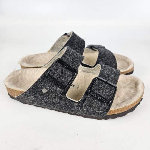 Birkenstock Arizona Gray Wool Felt Lined Buckled Slide Sandals Women’s 37 / 6
