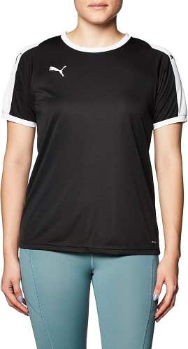 Puma Womens Dry Cell Liga Size S Black White Short Sleeve Soccer Jersey NWT $28