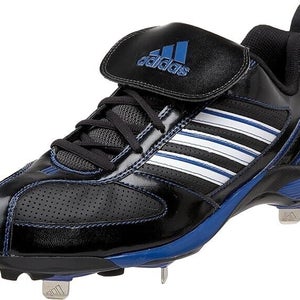 Adidas Diamond King 9 Metal Lo Baseball Cleats Black Blue - Size 13 - MSRP $100