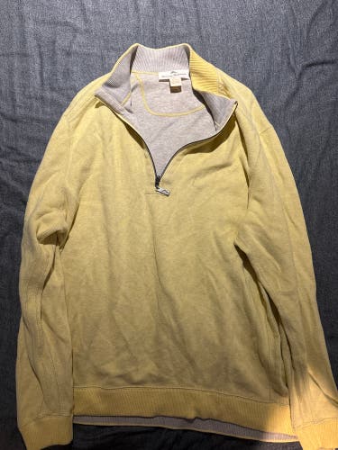 Tommy Bahama 1/4 zip Yellow and Gray Reversible sweater