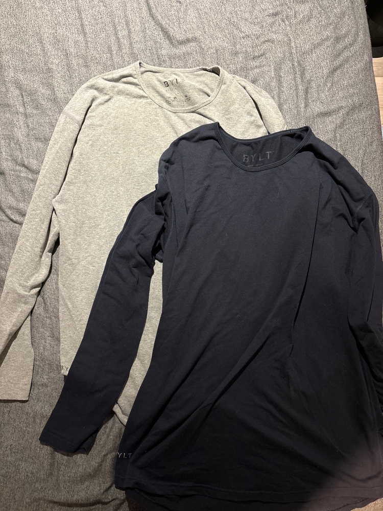 2 for 1 BYLT long sleeve navy and grey shirt