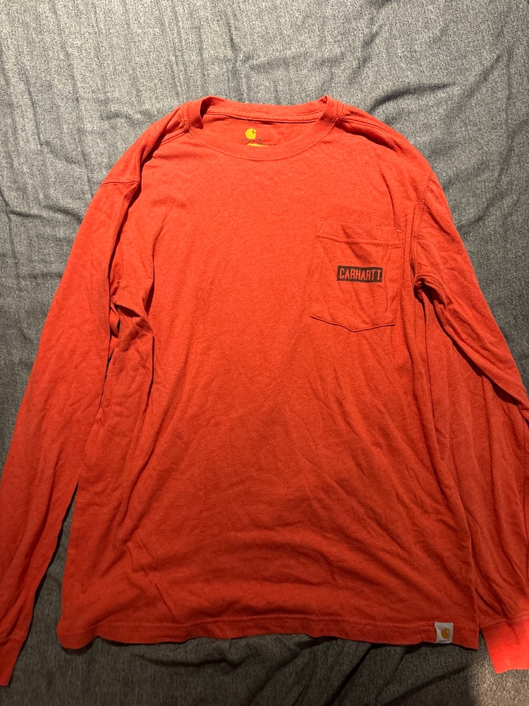 Orange Carhartt Long Sleeve pocket shirt
