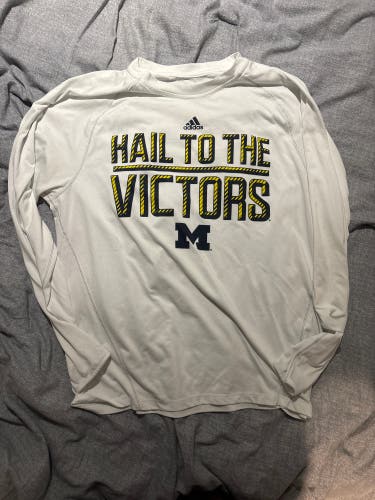 Team Issued Michigan Wolverines ADIDAS Hail to the Victors shirt