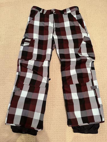 Burton Cargo Snowboard Pants Men's Large Checkerboard Plaid
