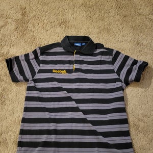 Reebok Hockey Striped Polo Shirt, Tag Size M