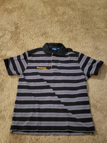 Reebok Hockey Striped Polo Shirt, Tag Size M