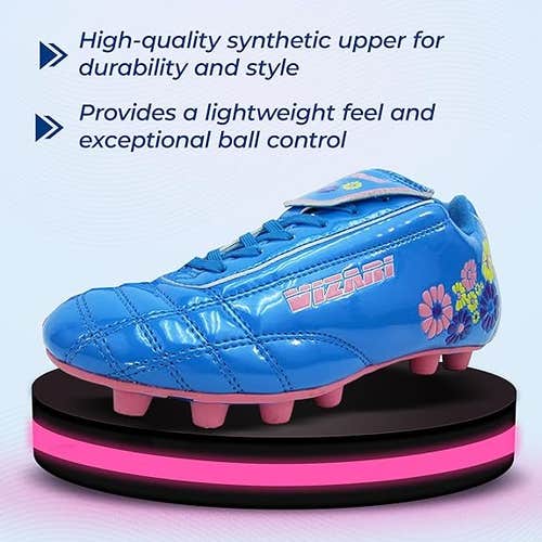Vizari Blossom FG Soccer Shoe | Blue/Pink Size Youth-10.5 | VZSE90006Y-10.5