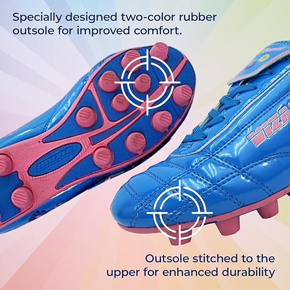 Vizari Blossom FG Soccer Shoe | Blue/Pink Size Youth-10.5 | VZSE90006Y-10.5
