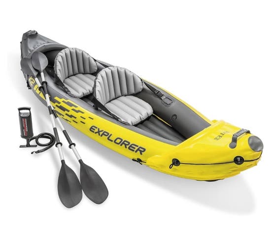 2 person inflatable kayak  and 2 paddles