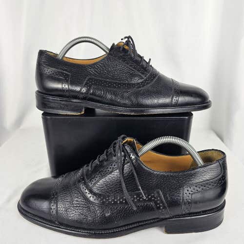 Mezlan Marque Mens Size 8W Wide Black Leather Cap Toe Oxfords Dress Shoes