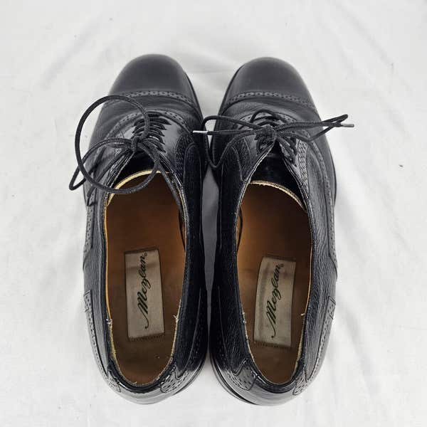 Mezlan Marque Mens Size 8W Wide Black Leather Cap Toe  display picture 3