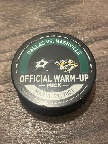 Dallas Stars vs Nashville Predators NHL Authenticated Hockey Puck