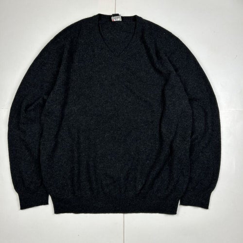 100% Cashmere V-Neck Sweater Jos. A. Bank Executive Charcoal Gray Men's XL