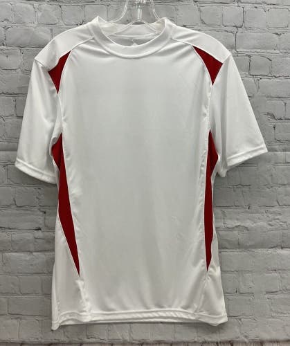 Augusta Youth Unisex Hawk White Red SS Crew Neck Soccer Jersey New