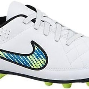 Nike Junior Tiempo Rio II FG-R Soccer Cleats White Volt - Size 5.5
