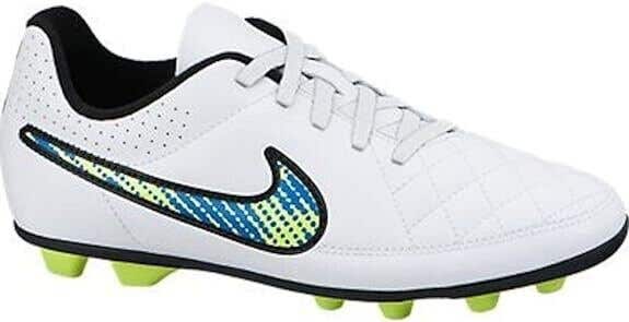 Nike Junior Tiempo Rio II FG-R Soccer Cleats White Volt - Size 5.5
