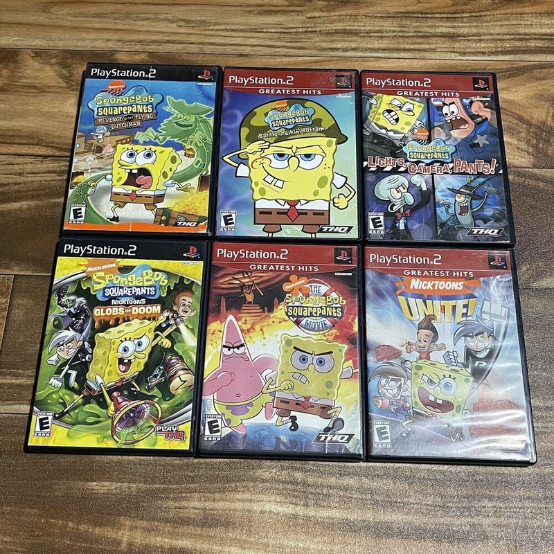 The SpongeBob SquarePants Sony Playstation 2 PS2 Bundle Set Lot x6 COMPLETE CIB