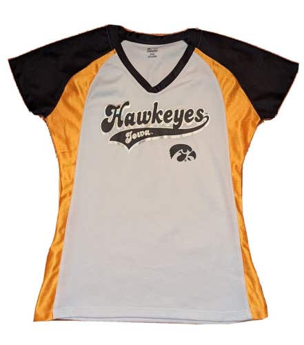 NCAA Iowa Hawkeyes Women's Short Sleeve V-Neck T-Shirt Jersey - Small S B1G