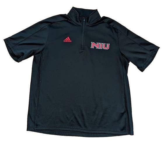 NIU Northern Illinois Mens Large Adidas Quarter Zip Short Sleeve Pullover NCAA