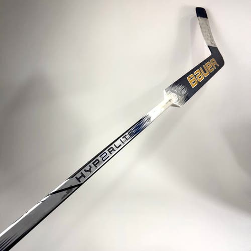 Used Navy and Gold Bauer Hyperlite 2 Goalie Stick P31 Curve 25" - #X11