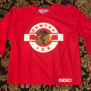 VINTAGE CCM NHL CHICAGO BLACKHAWKS CENTER ICE Jersey SIZE XL