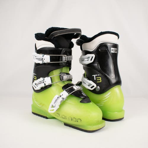 Used Kid's Salomon T3 RT All Mountain Ski Boots Kid's 6/6.5 Mondo 24/24.5 Green/Black