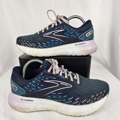 Brooks Womens Glycerin 20 1203691D499 Black Blue Running Shoes Size 8.5 D Wide