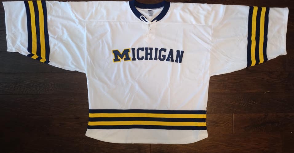 AK H550  Michigan Style Hockey Jersey Goalie-4XL-NEW- White