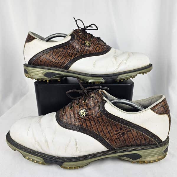FootJoy Dryjoys Tour Golf Shoes Saddle Brown Gator Print  display picture 1