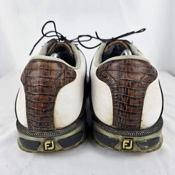 FOOTJOY FJ ICON BROWN GOLF GATOR CROC PRINT SHOES CLEATS LEATHER MENS SIZE 11.5 Footjoy icon saddle golf - Gem main image 2