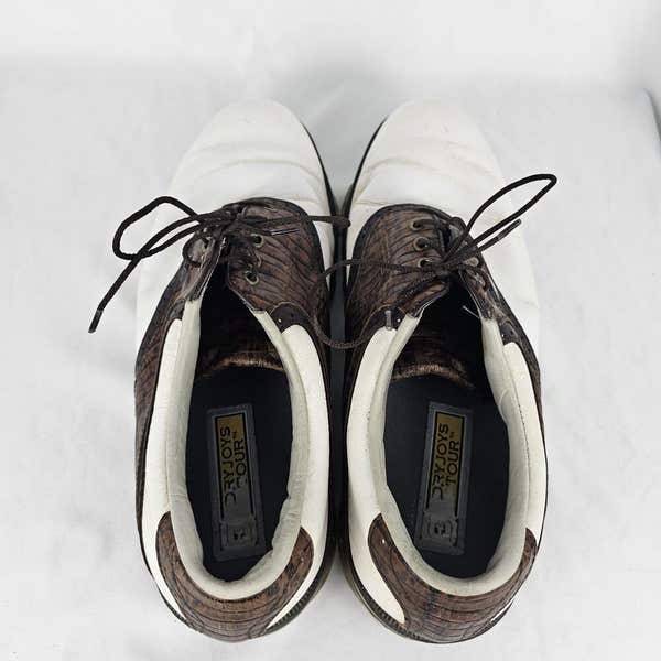 FootJoy Dryjoys Tour Golf Shoes Saddle Brown Gator Print  display picture 3