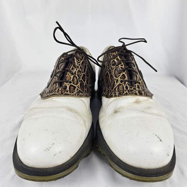 Footjoy Dryjoys Tour Golf Shoes White Brown Croc Leather  display picture 2