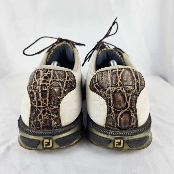 Footjoy Dryjoys Tour Golf Shoes White Brown Croc Leather  display picture 1