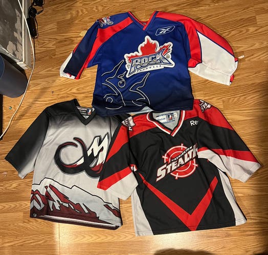 Lot (3) medium NLL box lacrosse jerseys